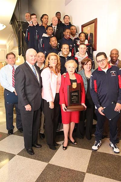 The Monmouth County Board of Chosen Freeholders congratulate the Brookdale 'Jersey Blues' basketball team and coaches for winning the 2013 NJCAA DIII Championship. 